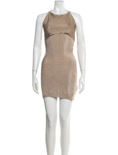 Pre-owned Danielle Guizio Halterneck Mini Dress In Neutrals