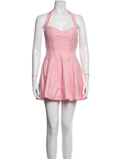 Pre-owned Danielle Guizio Halterneck Mini Dress In Pink