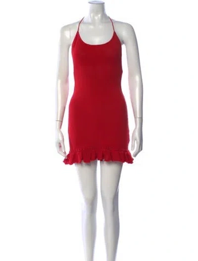 Pre-owned Danielle Guizio Halterneck Mini Dress In Red