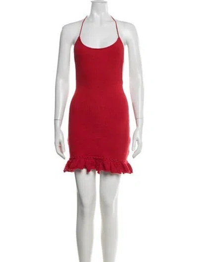 Pre-owned Danielle Guizio Halterneck Mini Dress In Red
