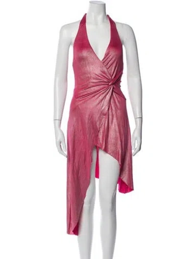 Pre-owned Danielle Guizio Halterneck Mini Dress W/ Tags In Metallic/pink