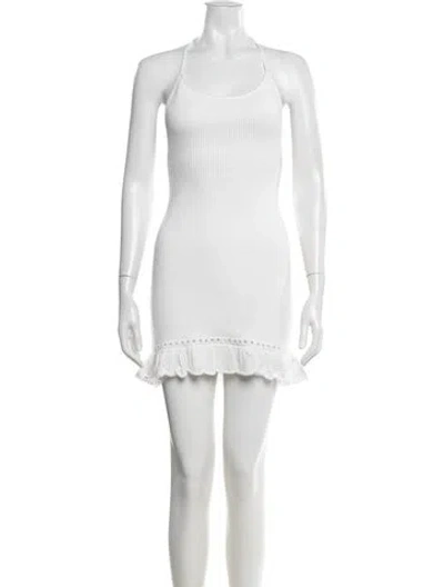 Pre-owned Danielle Guizio Halterneck Mini Dress W/ Tags In White