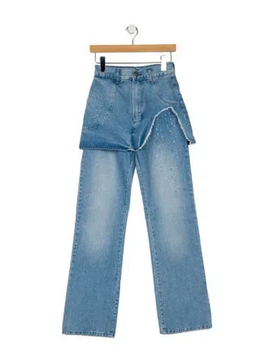 Pre-owned Danielle Guizio High-rise Wide Leg Jeans In Blue