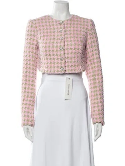 Pre-owned Danielle Guizio Houndstooth Print Jacket In Pink