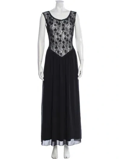 Pre-owned Danielle Guizio Lace Pattern Long Dress In Black