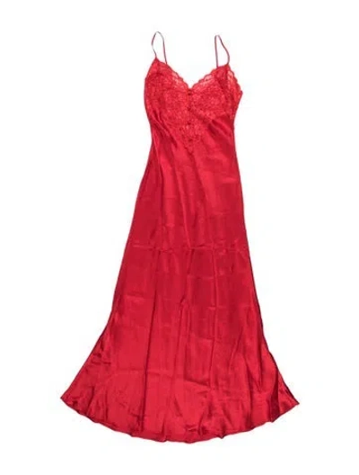 Pre-owned Danielle Guizio Lace Pattern Long Dress In Red