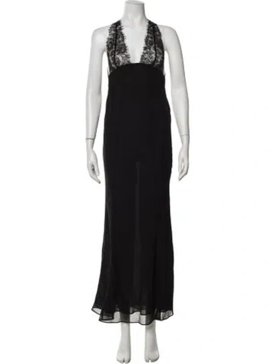 Pre-owned Danielle Guizio Lace Pattern Long Dress W/ Tags In Black
