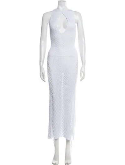 Pre-owned Danielle Guizio Lace Pattern Long Dress W/ Tags In White