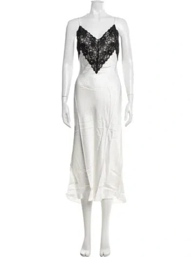 Pre-owned Danielle Guizio Lace Pattern Midi Length Dress W/ Tags In White