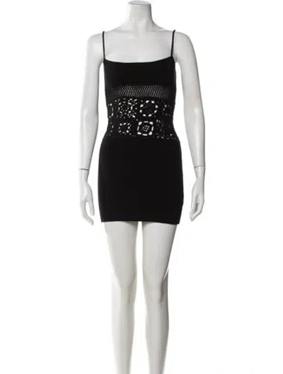 Pre-owned Danielle Guizio Lace Pattern Mini Dress In Black