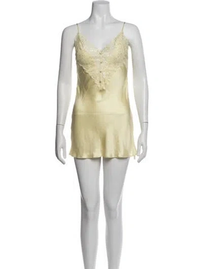 Pre-owned Danielle Guizio Lace Pattern Mini Dress In Neutral