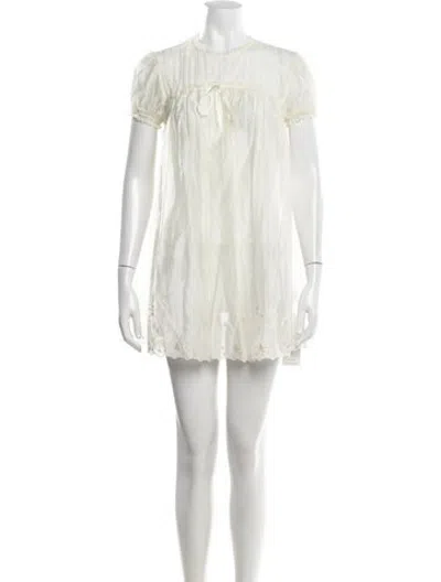 Pre-owned Danielle Guizio Lace Pattern Mini Dress In Neutrals