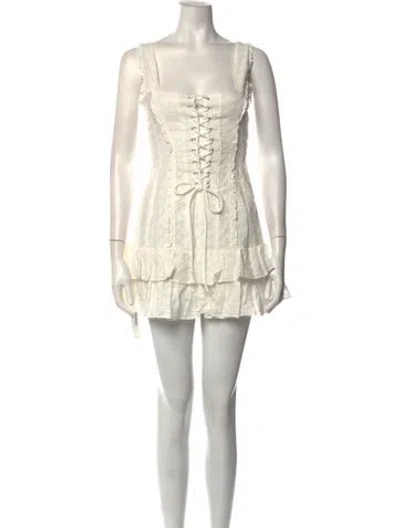 Pre-owned Danielle Guizio Lace Pattern Mini Dress W/ Tags In Neutrals