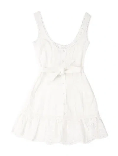 Pre-owned Danielle Guizio Lace Pattern Mini Dress In White