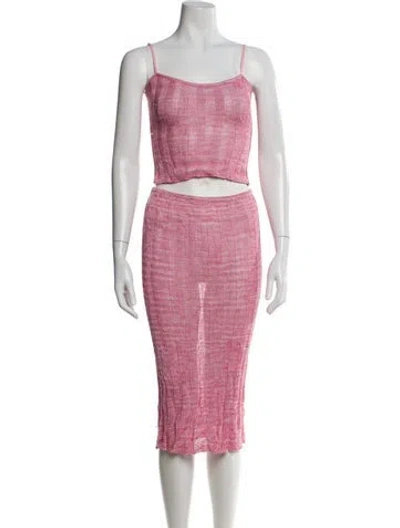Pre-owned Danielle Guizio Lace Pattern Skirt Set In Pink