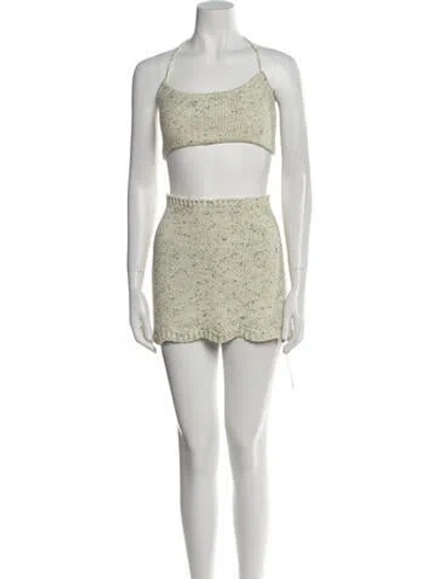 Pre-owned Danielle Guizio Lace Pattern Skirt Set In White