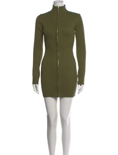 Pre-owned Danielle Guizio Mock Neck Mini Dress In Green