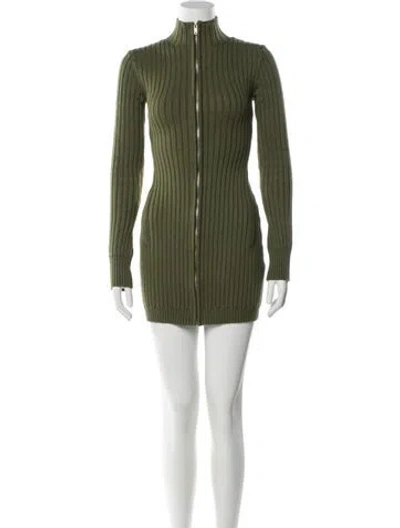 Pre-owned Danielle Guizio Mock Neck Mini Dress In Green