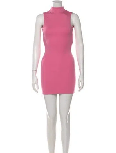 Pre-owned Danielle Guizio Mock Neck Mini Dress In Pink