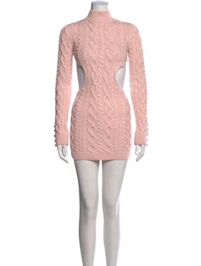 Pre-owned Danielle Guizio Mock Neck Mini Dress In Pink