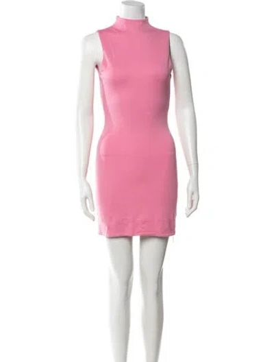 Pre-owned Danielle Guizio Mock Neck Mini Dress In Pink