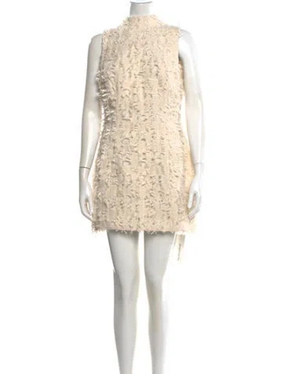 Pre-owned Danielle Guizio Mock Neck Mini Dress W/ Tags In Neutral
