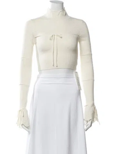 Pre-owned Danielle Guizio Mock Neck Sweater In White