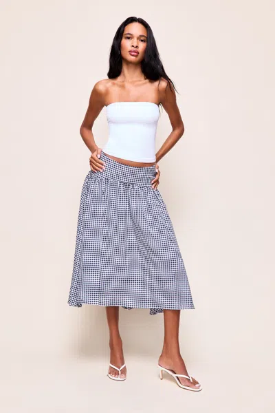 Danielle Guizio Ny Alegra Low Rise Midi Skirt In Blue