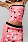 Danielle Guizio Ny Ambroise Sequin Tube Top In Ballet Slipper
