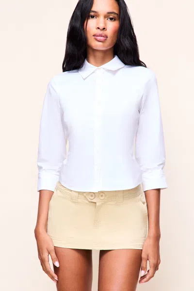 Danielle Guizio Ny Amelie 3/4 Sleeve Shirt In White
