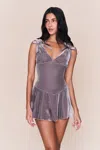 Danielle Guizio Ny Aria Velvet Mini Dress In Gray