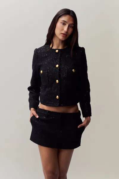 Danielle Guizio Ny Bela Tweed Mini Skirt In Black