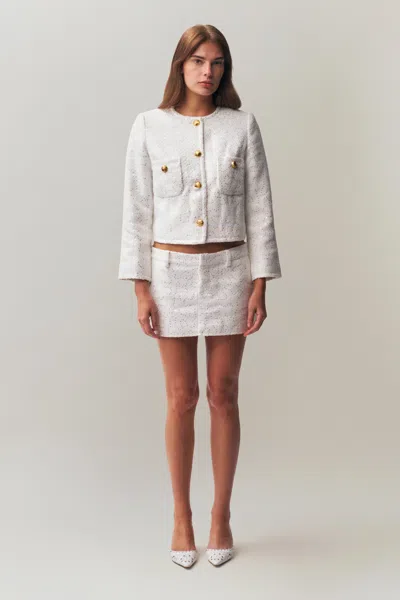 Danielle Guizio Ny Bela Tweed Mini Skirt In White