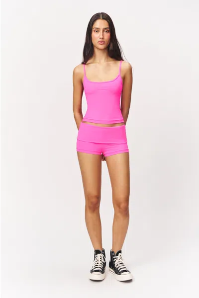 Danielle Guizio Ny Body Fold-over Short In Pink