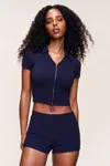 Danielle Guizio Ny Calesia Zip Up Top In Blue