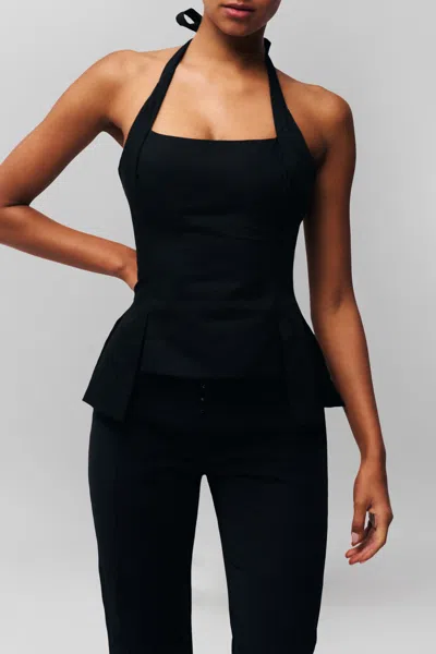 Danielle Guizio Ny Carine Halter Top In Black