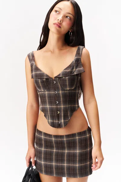 Danielle Guizio Ny Chamonix Corset In Blue Tartan