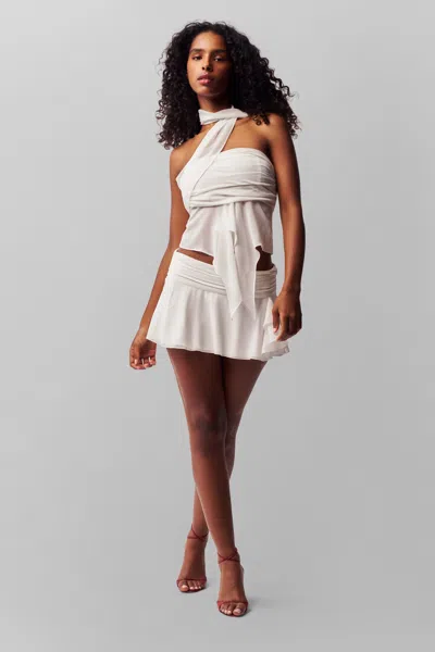 Danielle Guizio Ny Chiffon Slit Mini Skirt In White