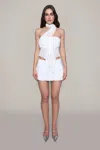 Danielle Guizio Ny Chiffon Slit Mini Skirt In White
