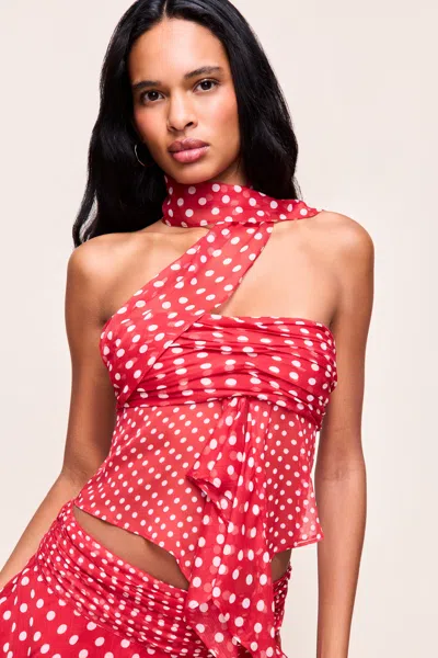 Danielle Guizio Ny Chiffon Wrap Around Top In Red