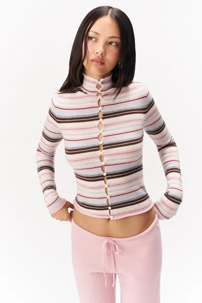 Danielle Guizio Ny Chloe Cashmere Sweater In Pink Multi Stripe