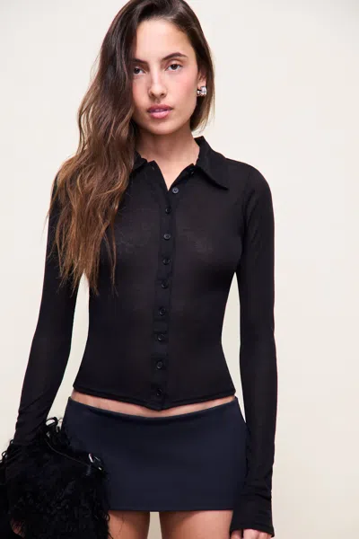 Danielle Guizio Ny Classic Cotton Button Top In Black