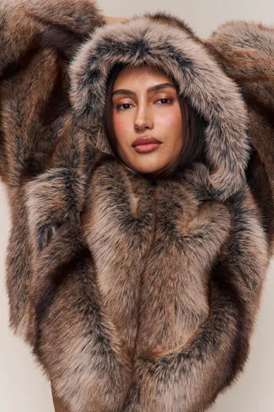 Danielle Guizio Ny Cosette Cropped Fur Jacket In Brown