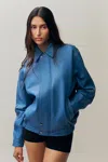 Danielle Guizio Ny Costa Leather Jacket In Sapphire