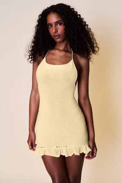 Danielle Guizio Ny Crochet Halter Mini Dress