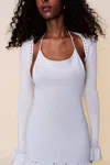 Danielle Guizio Ny Crochet Ruffle Sleeve Bolero