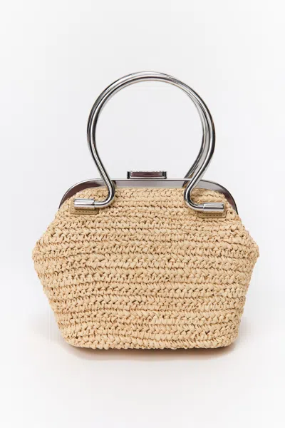 Danielle Guizio Ny Cruz Raffia Mini Top Handle In Brown