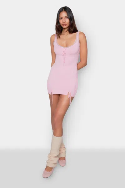 Danielle Guizio Ny Dainty Lace Knit Mini Dress In Baby Pink