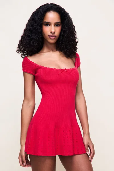 Danielle Guizio Ny Eileen Pointelle Dress In Red