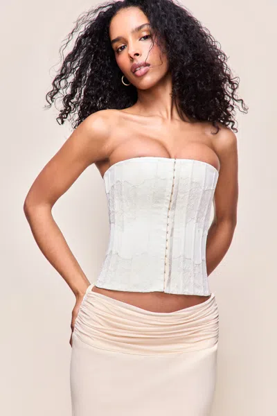 Danielle Guizio Ny Eliane Satin Corset In White